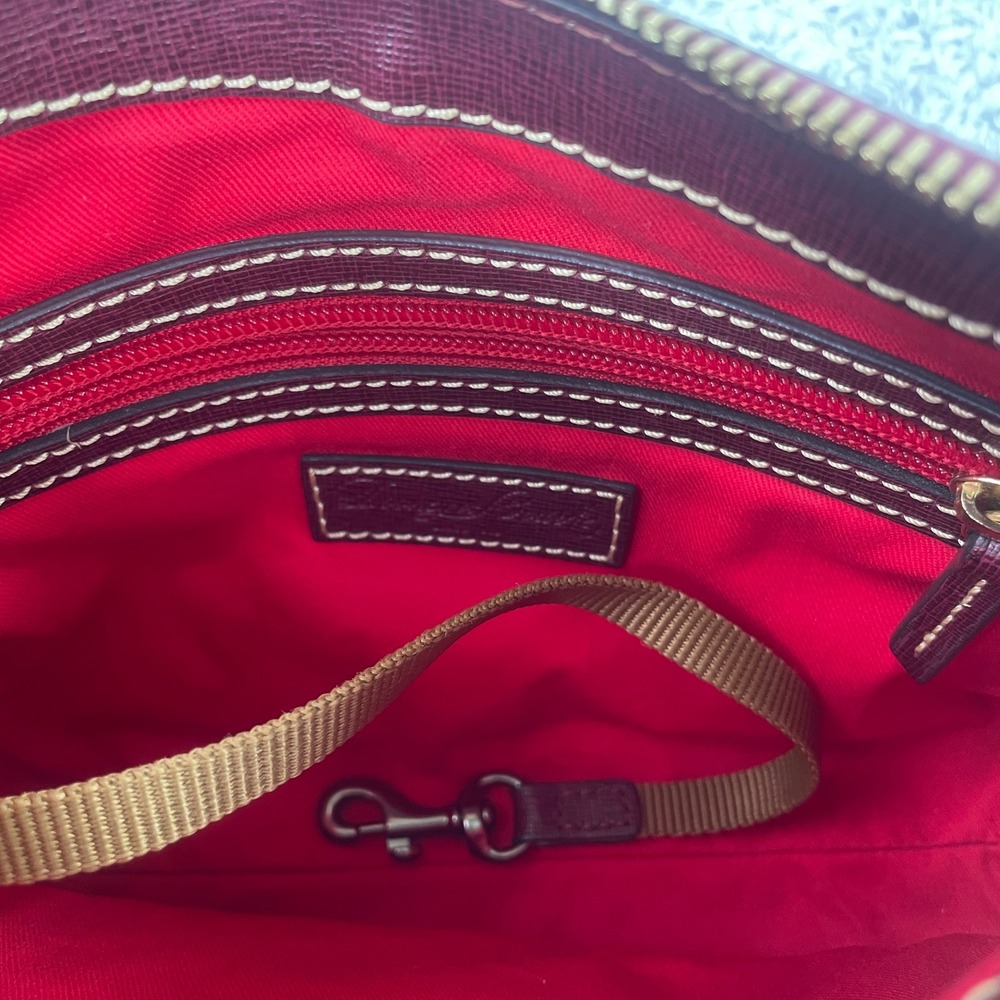 Dooney & Bourke Crossbody Bag Womens Small Burgundy Saffiano Leather Bag - Picture 6 of 8